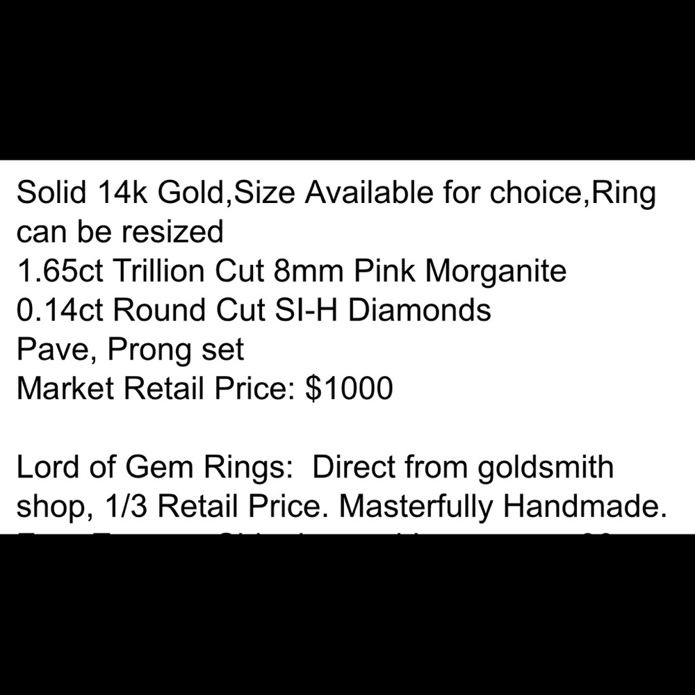14k Solid Rose Gold Designer Diamond Morganite Halo Ring sz 7.5 - Picture 4 of 5